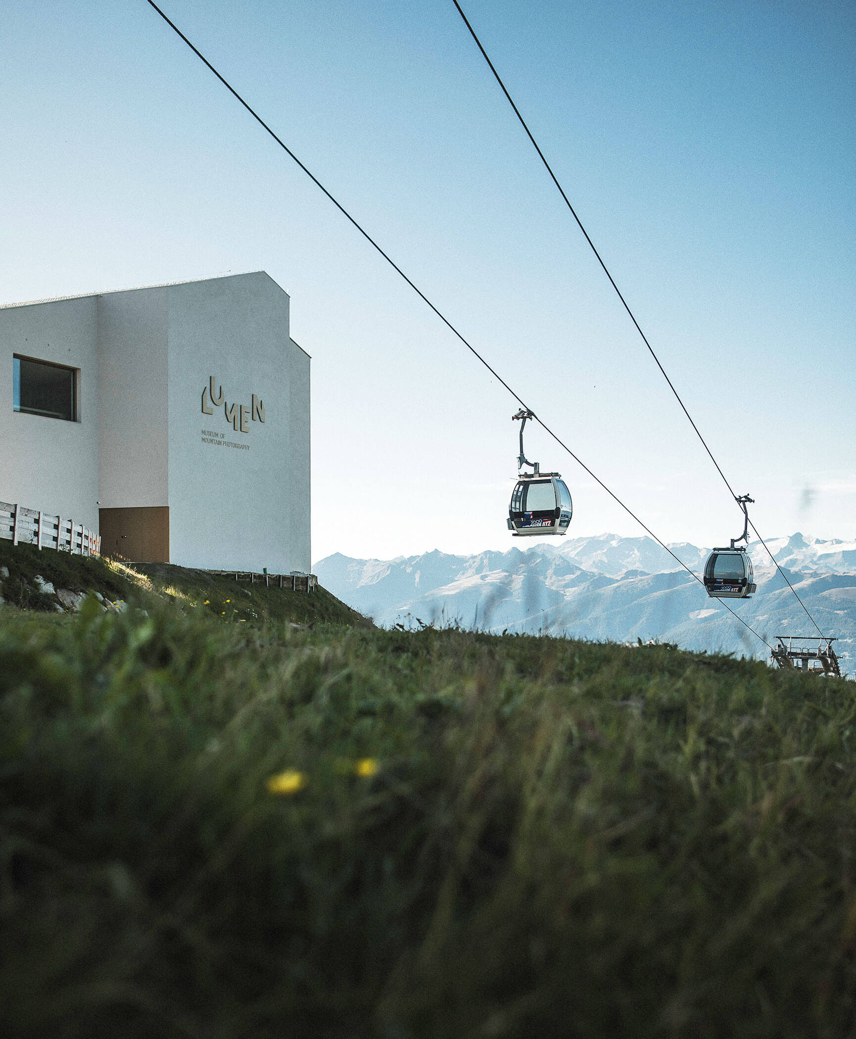 The Lumen Museum at Plan de Corones with the gondolas in the foreground - Hotel Anewandter